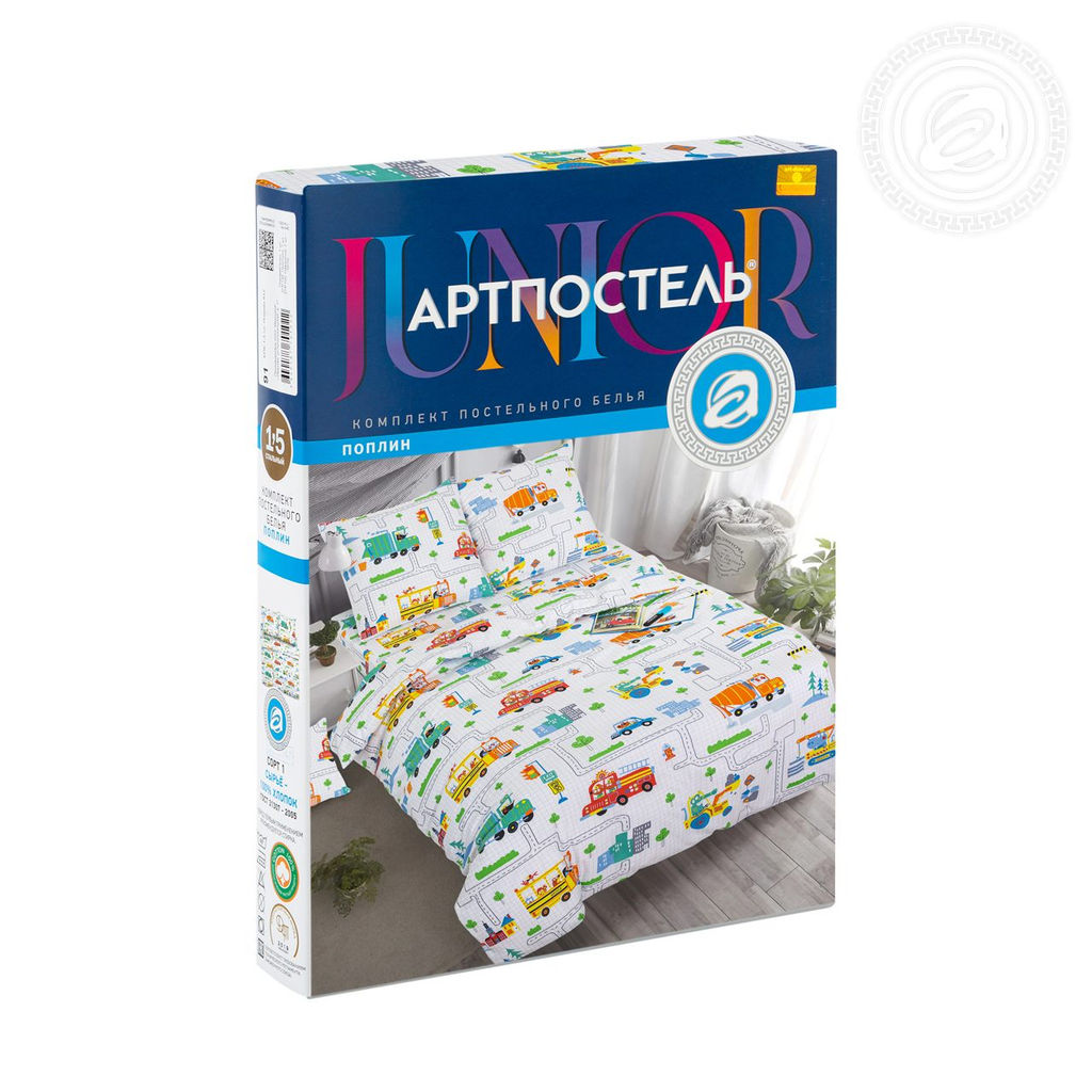 Помощник 1,5 сп./Пододеяльник: 1 шт. - 215*145; Простыня: 1 шт. - 214*150; Наволочка: 2 шт. - 70*70; Поплин детский