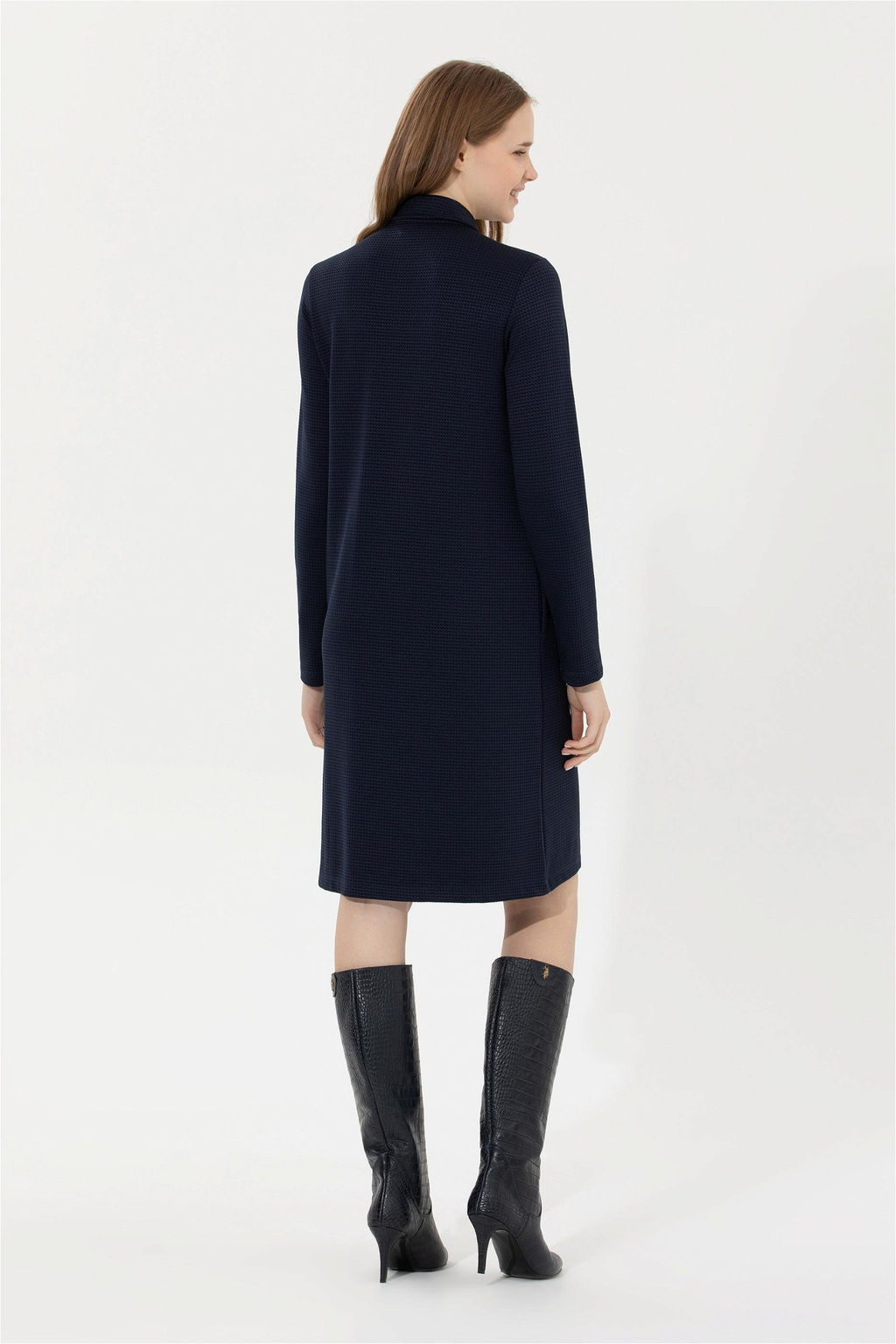 Женское темно-синее трикотажное платье с воротником-поло Неожиданная скидка в корзине - U.s. polo assn фото 5