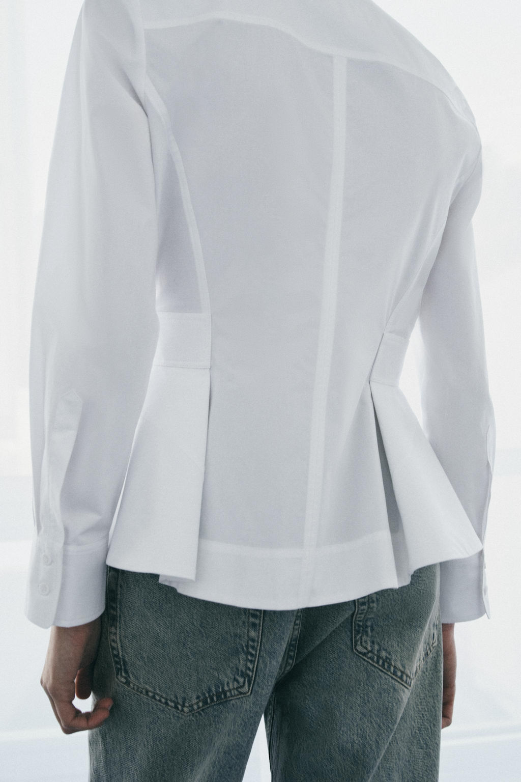 CAMISA POPEL?N PEPLUM ZW COLLECTION / Blanco - Zara фото 3