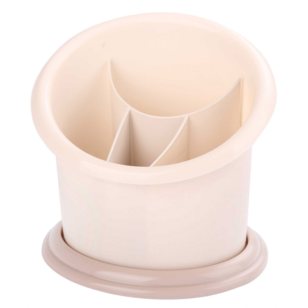 Подставка для столовых приборов пластмассовая Стиль 16х13х16см, 4-х секционная, светло-бежевый (Россия)