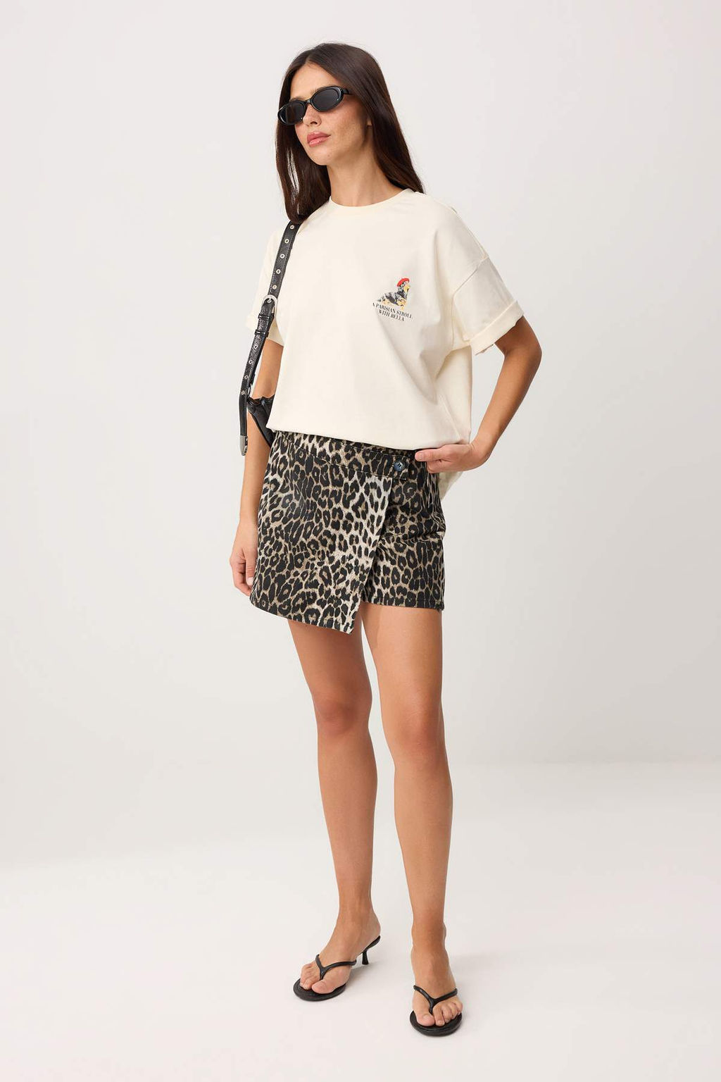 Ekru Bask?l? Oversize/Genis Kal?p K?sa Kollu Orme T-Shirt TWOSS26TS00292 - Trendyolmilla фото 2