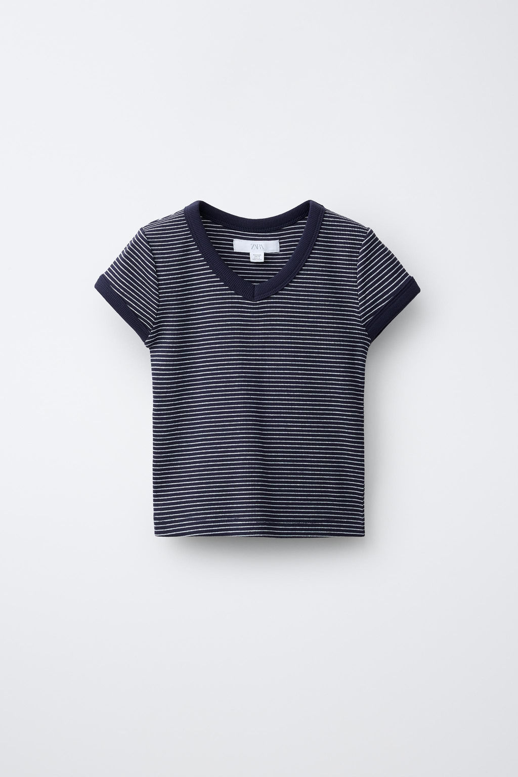CAMISETA RIB CUELLO PICO RAYAS / Rayas - Zara фото 2