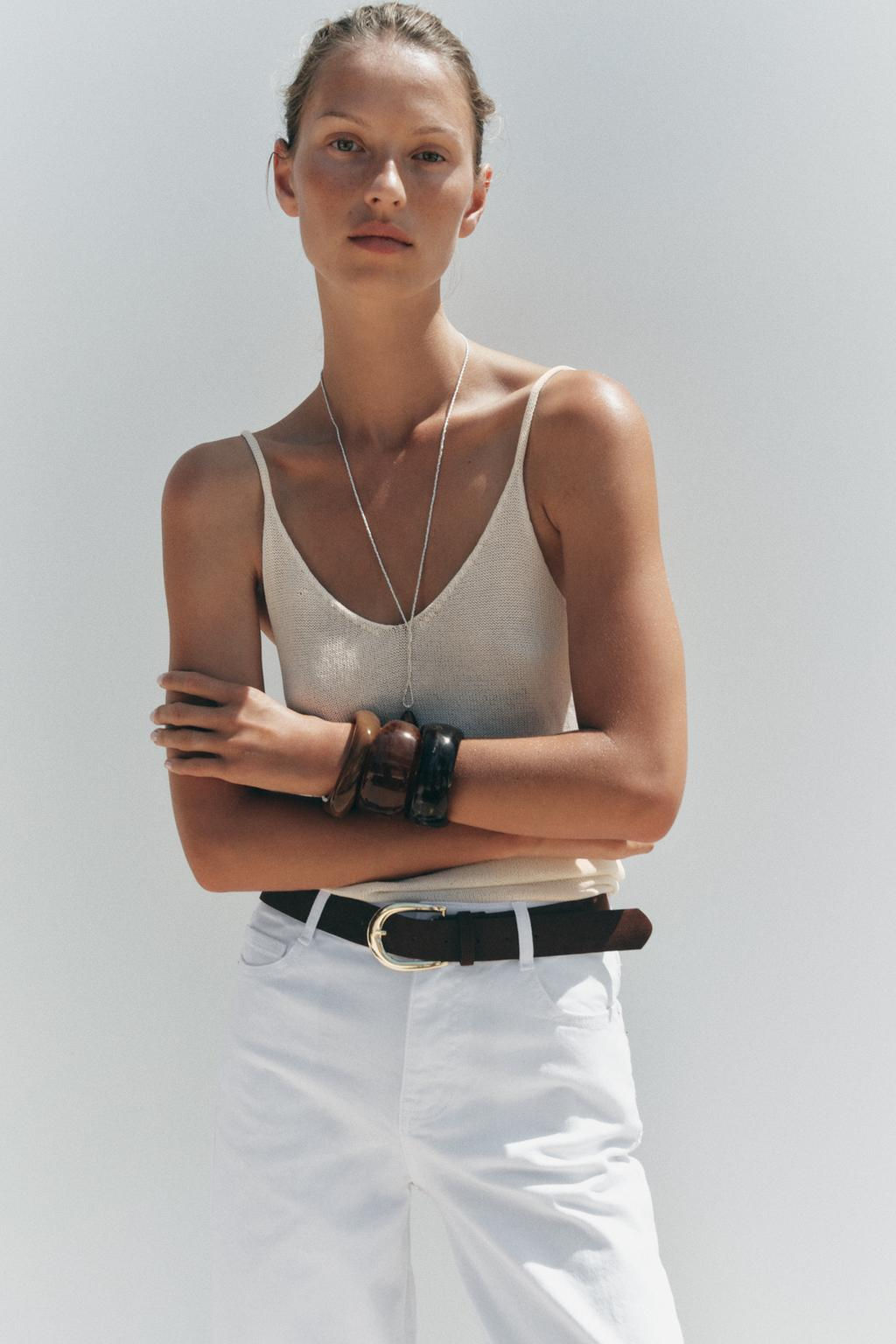 Z1975 HIGH-WAIST BELTED CULOTTES JEANS - Zara фото 5