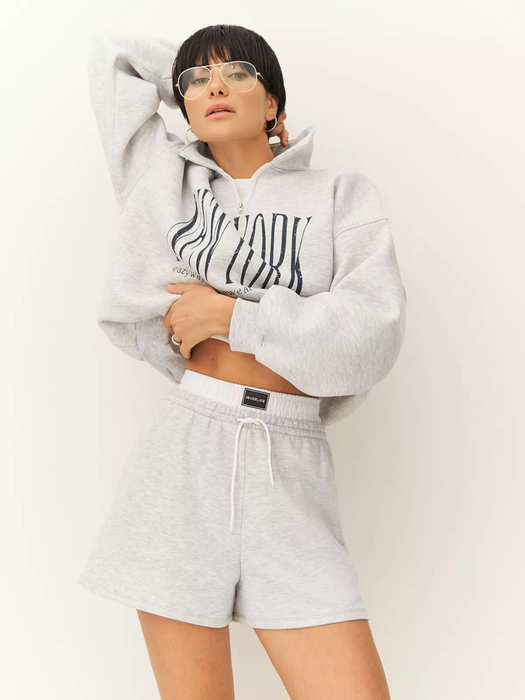 Шорты с высокой посадкой и двойным поясом с регулирующим шнуром - NEVERLATE фото 2