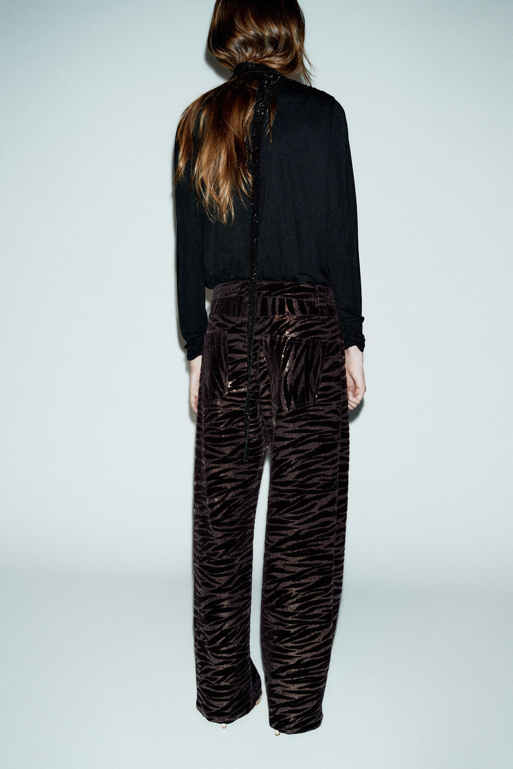SEQUINNED VELVET TROUSERS - Zara фото 8
