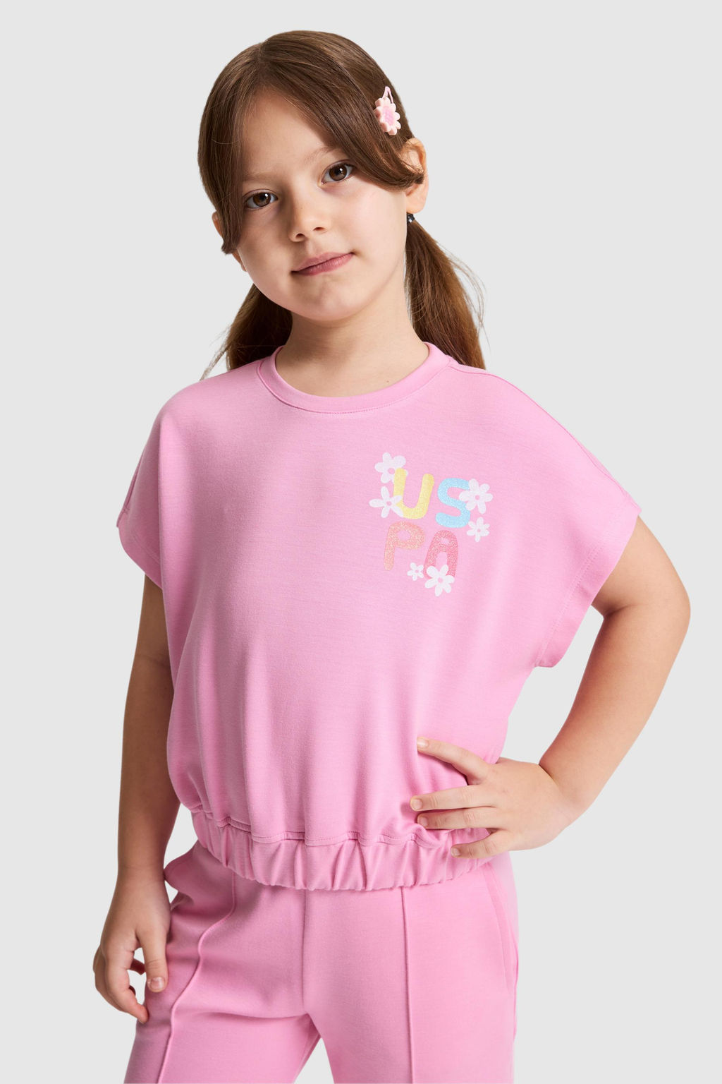 K_z _ocuk Pembe Bisiklet Yaka Ti__rt