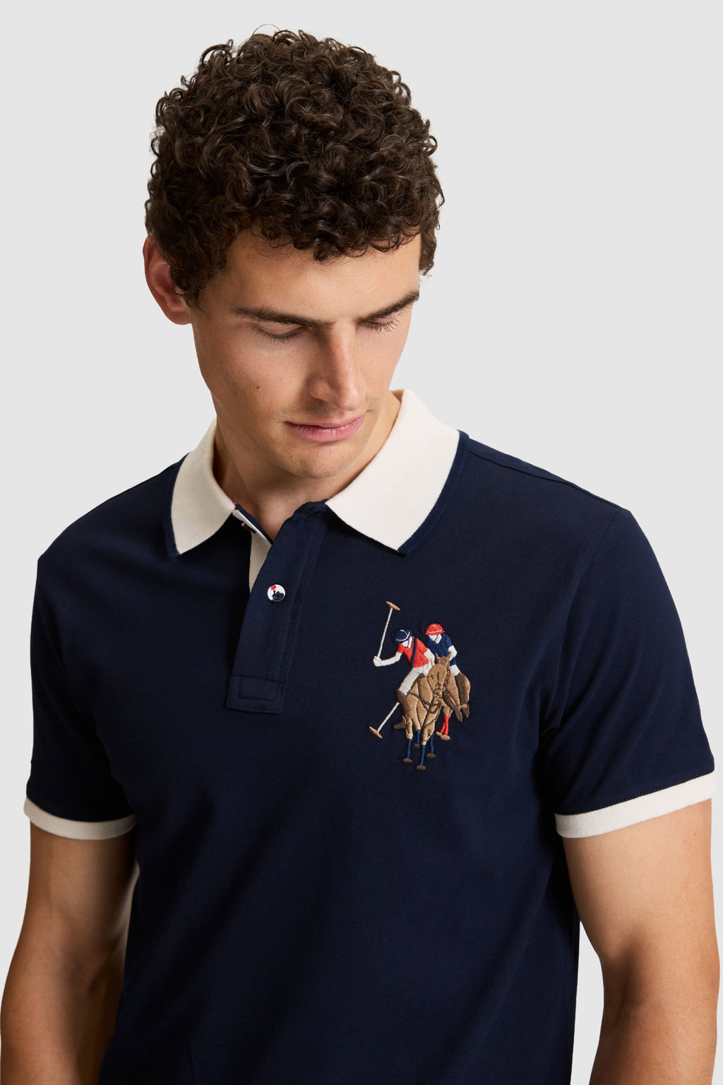 Erkek Lacivert Slim Fit Polo Yaka Basic TiЕГrt - U.s. polo assn фото 2