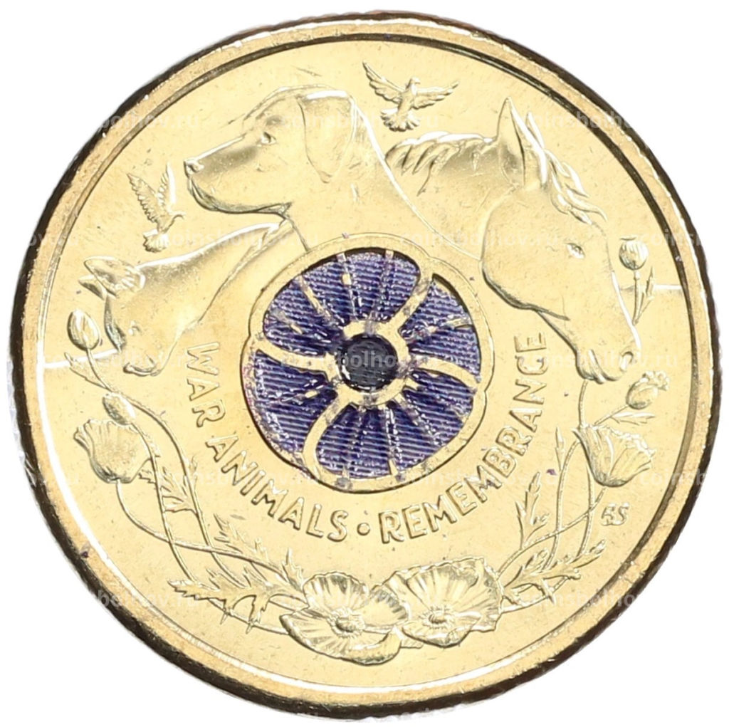 Монета 2 доллара 2024 года Австралия День памяти Животные войны