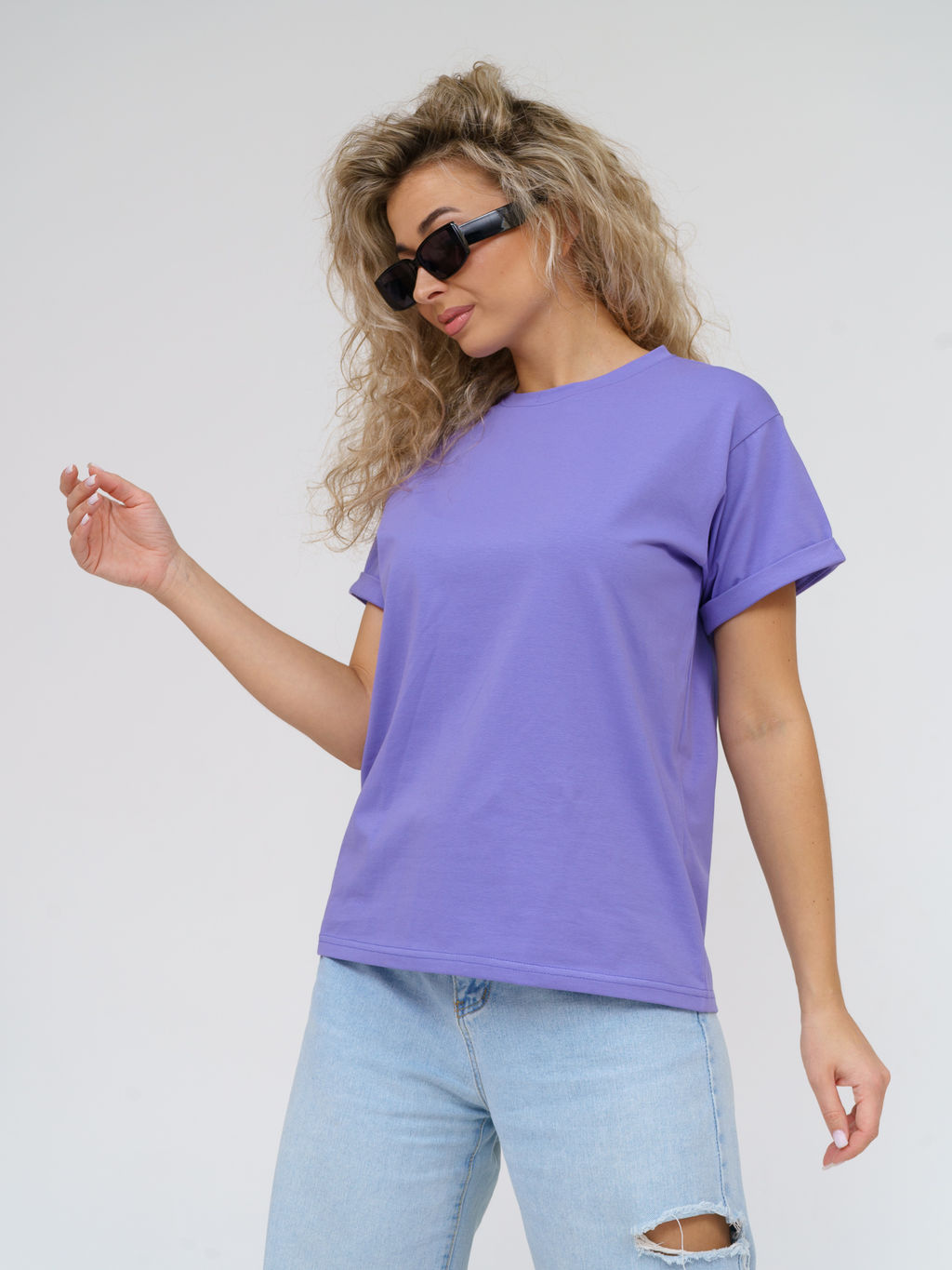 Футболка Хлопок 95%, лайкра 5% Классика аква - Ивассорти фото 87