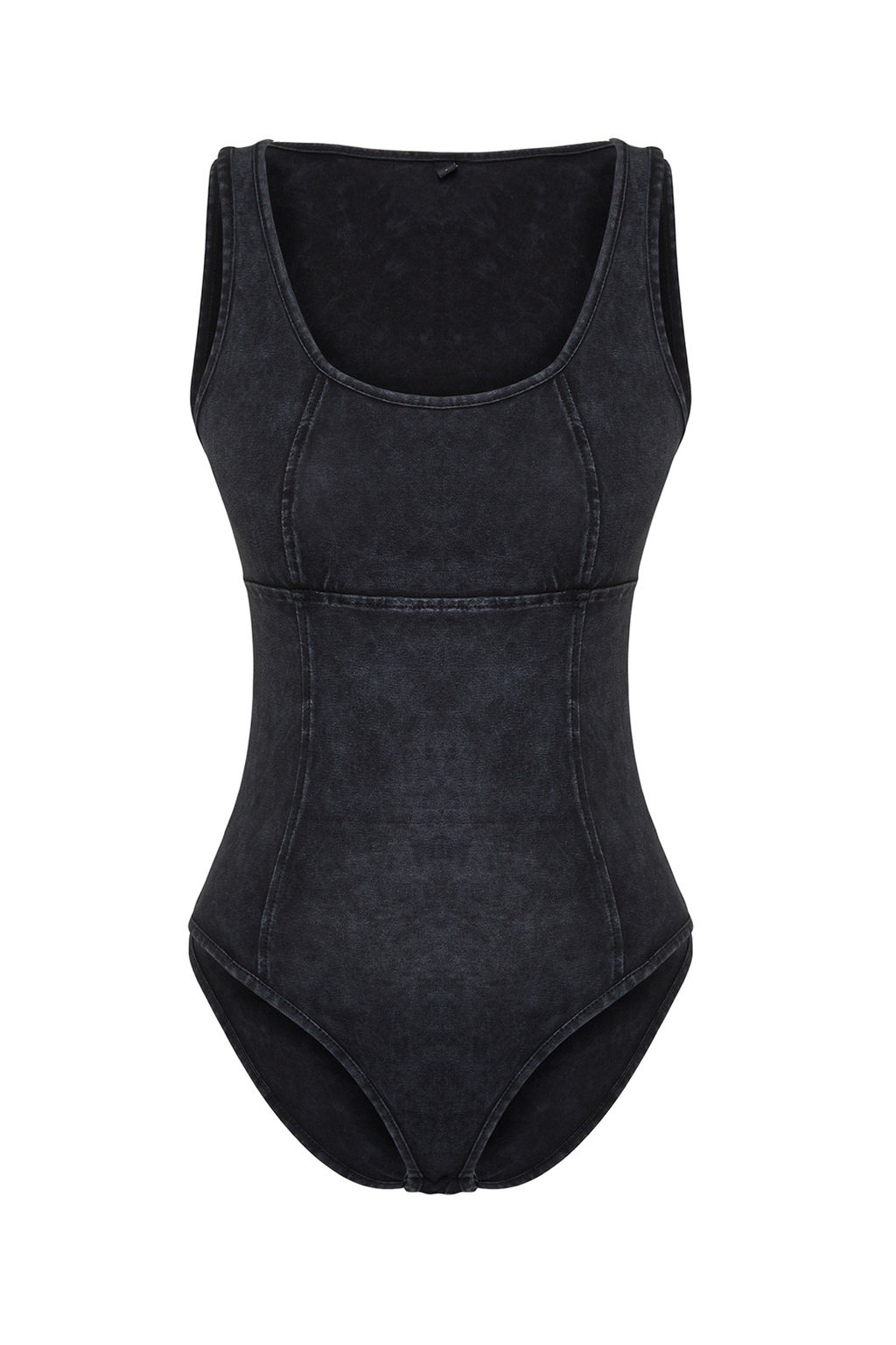 TRENDYOLMILLA Siyah Eskitme/Soluk Efektli Pamuklu Esnek Havuz Yaka Esnek C?tc?tl? Orme Body TWOSS24BD00002  фото 7
