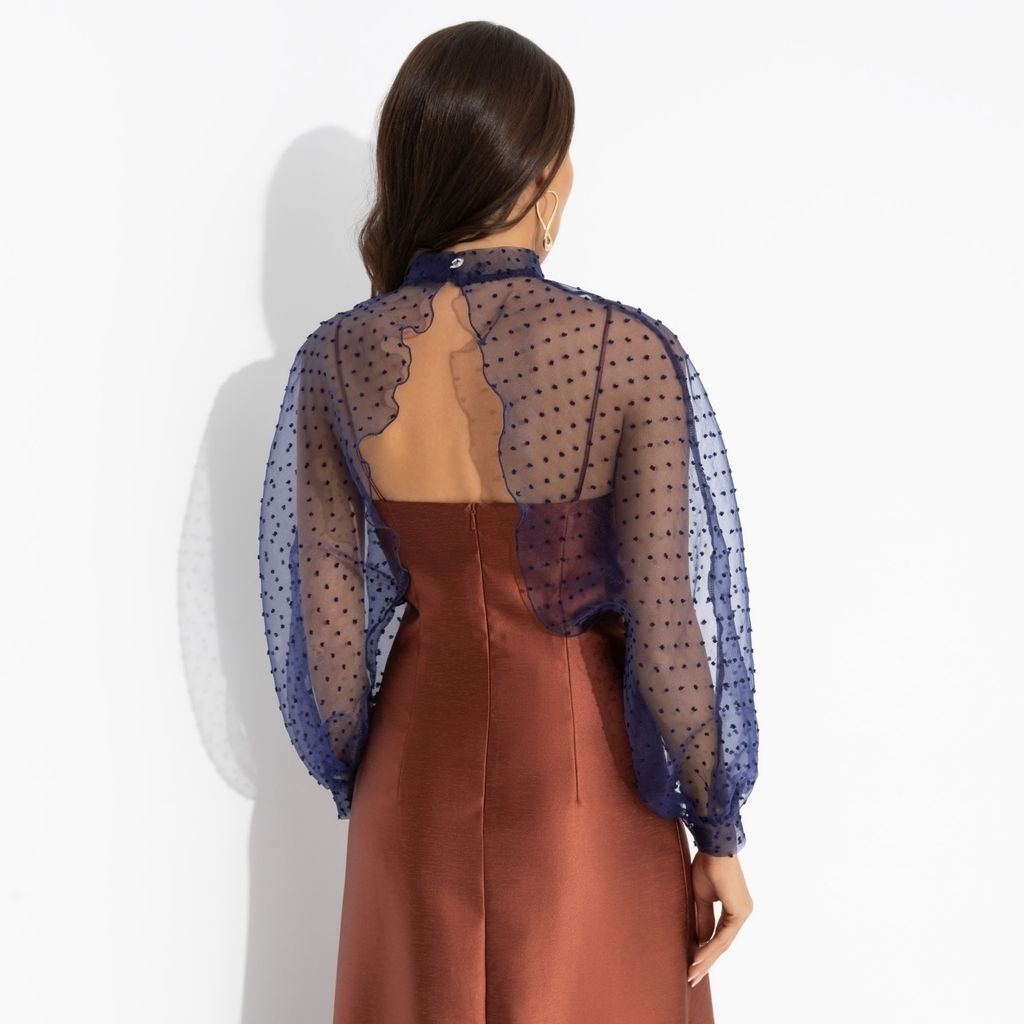 Болеро со съемным декором, Деловой взгляд (синее, с брошкой) - Charutti фото 5