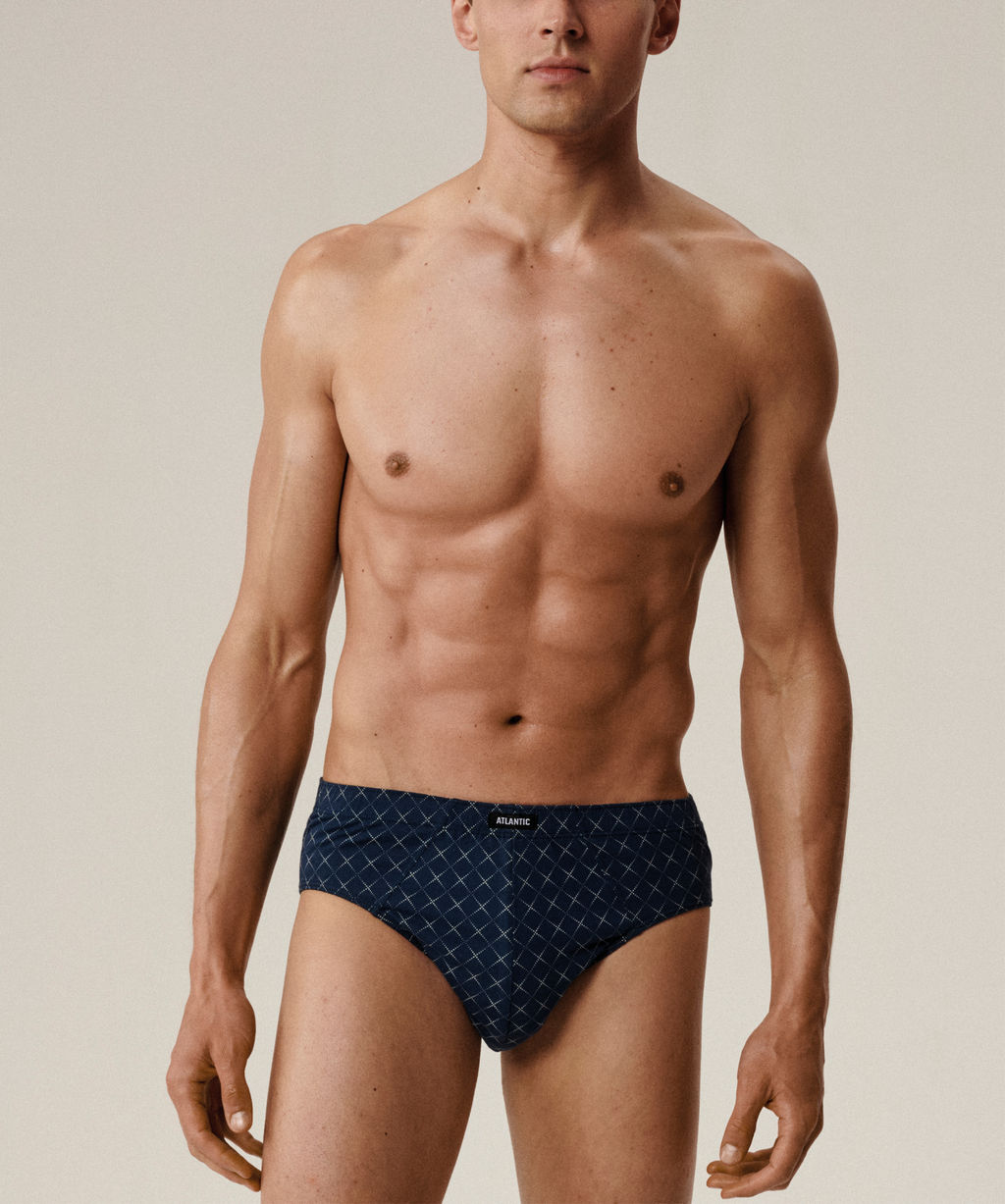ATLANTIC 3MP-205 Трусы классика Check - набор 3 шт. океан + темно-синий + коричневый  фото 2