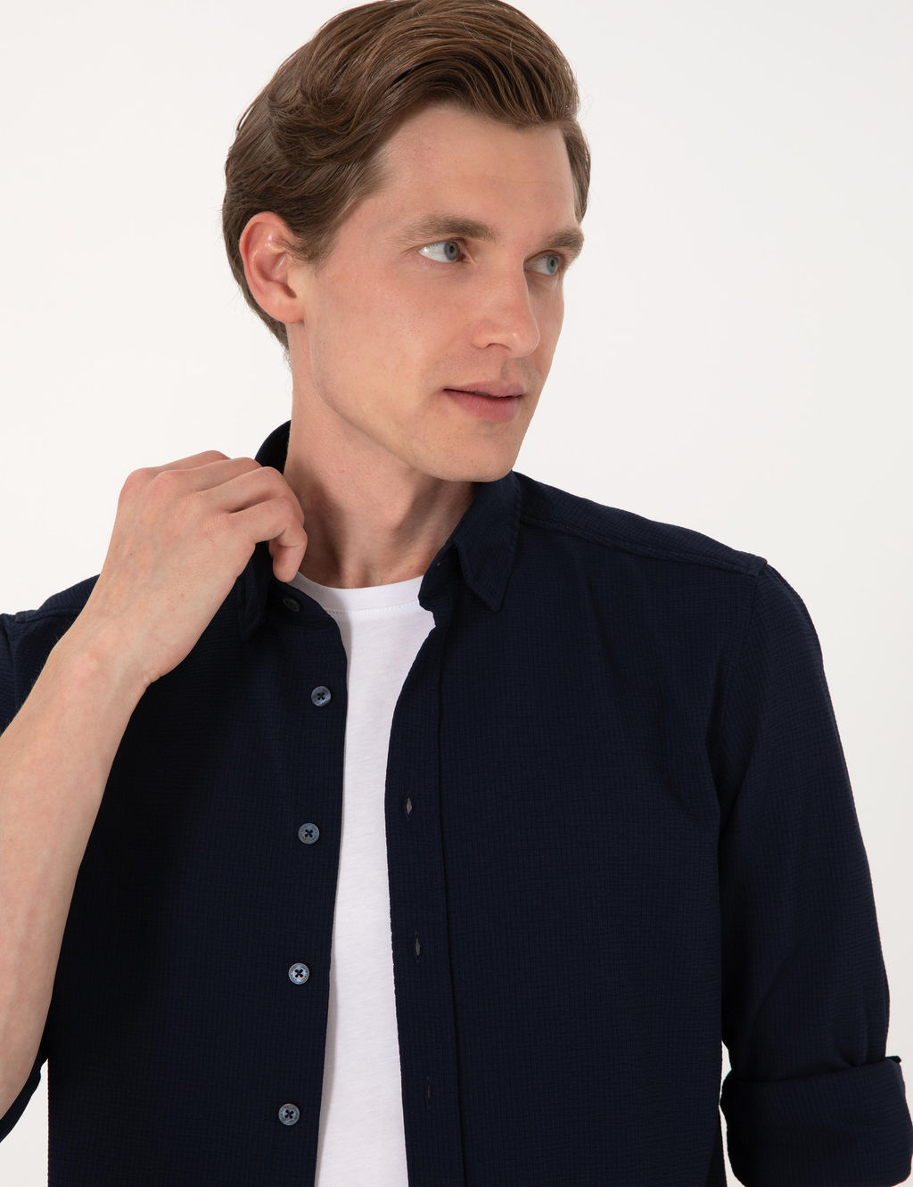 Lacivert Slim Fit Uzun Kollu G_mlek - Pierre cardin фото 2