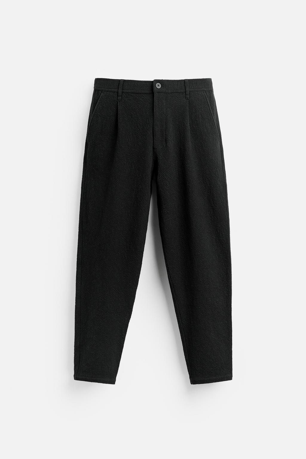 TEXTURED PLEATED TROUSERS - Zara фото 15