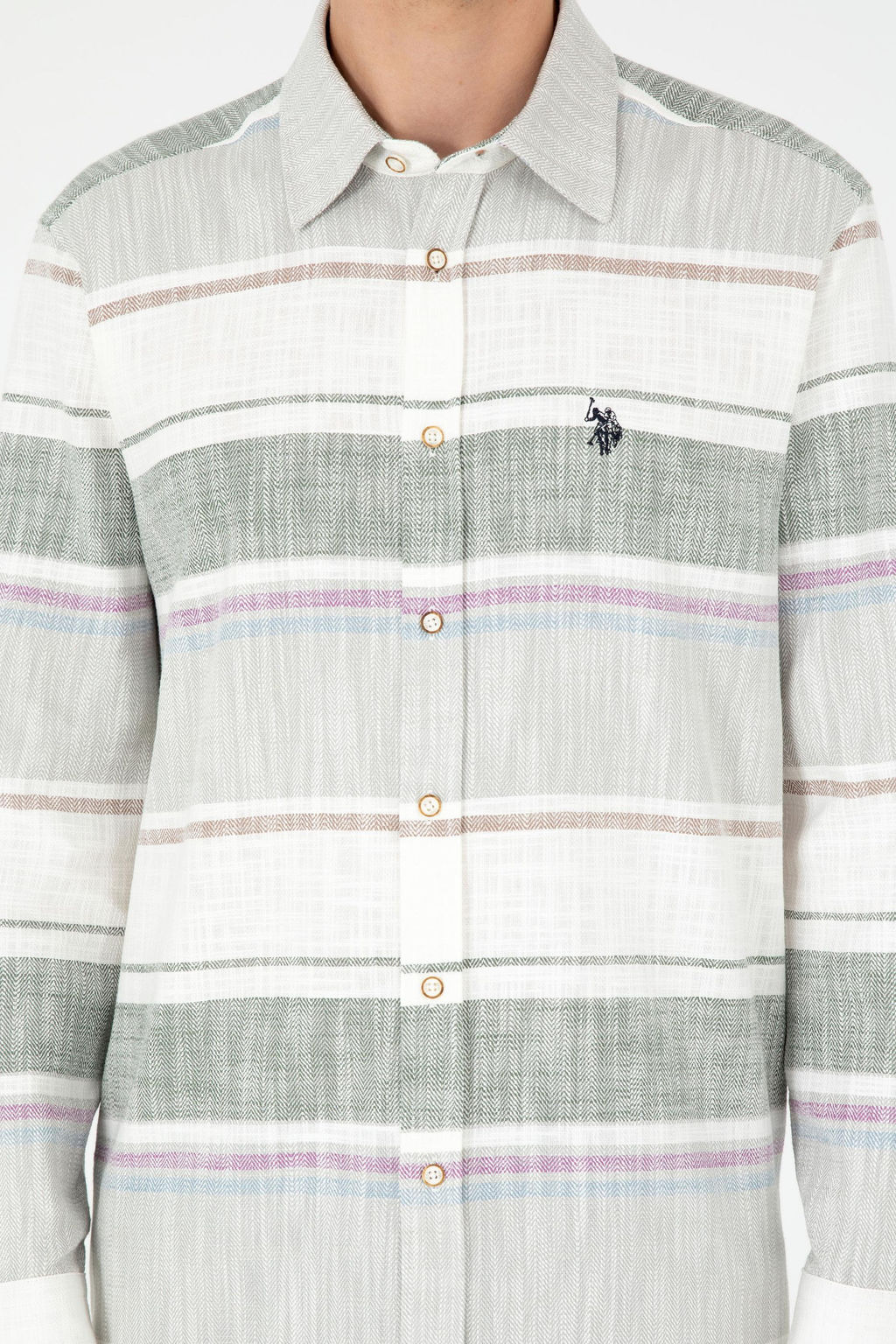 Мужская рубашка цвета хаки с длинным рукавом - U.s. polo assn фото 6