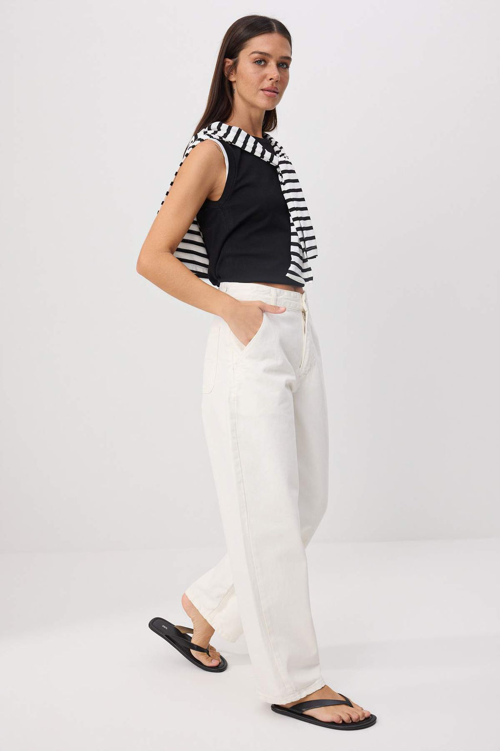Ekru Y_ksek Bel Baggy Jeans TWOSS26JE00334 - Trendyolmilla фото 2