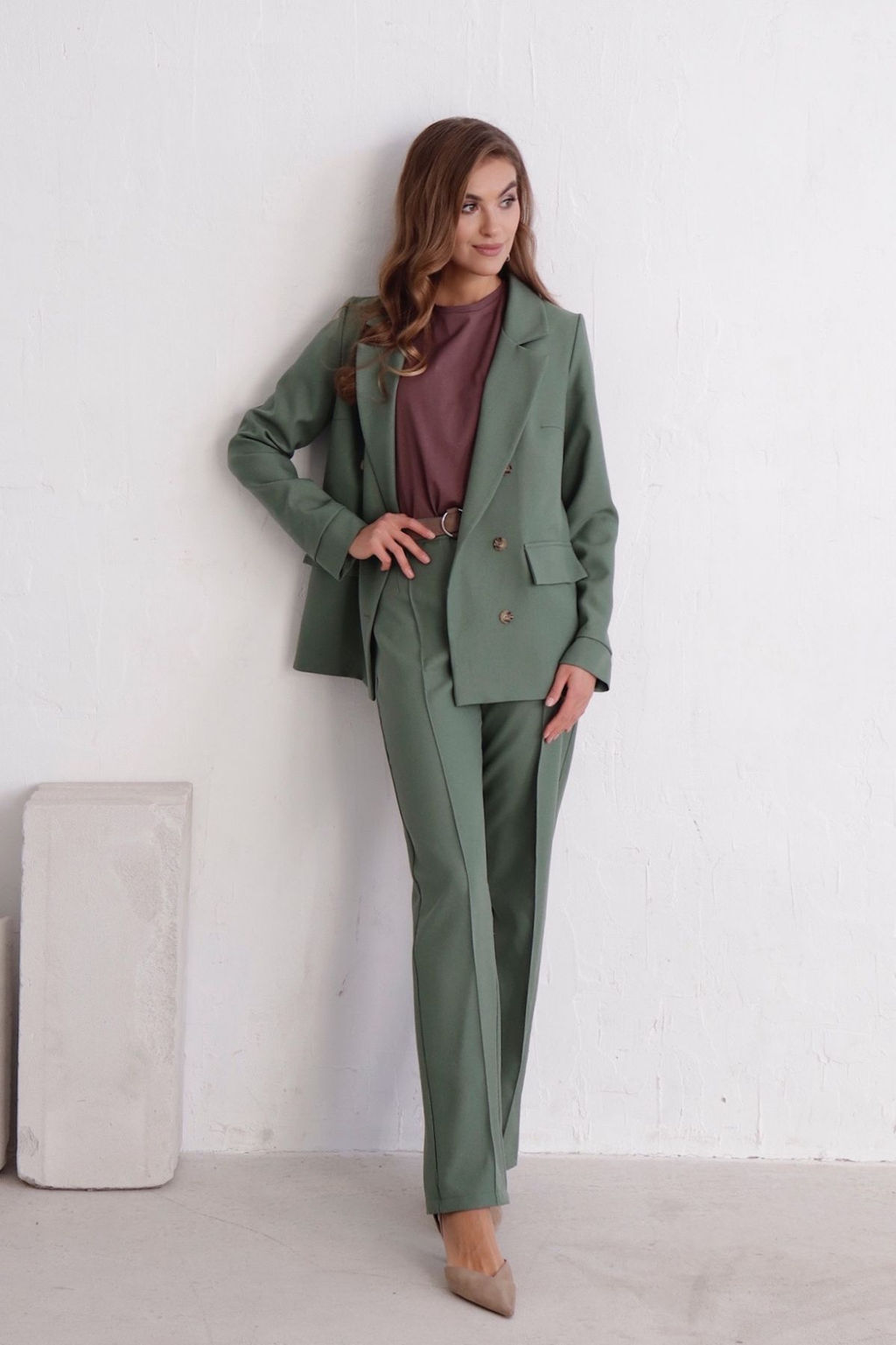 11722 Брюки со стрелками в приглушённом зелёном - Martichelli фото 24