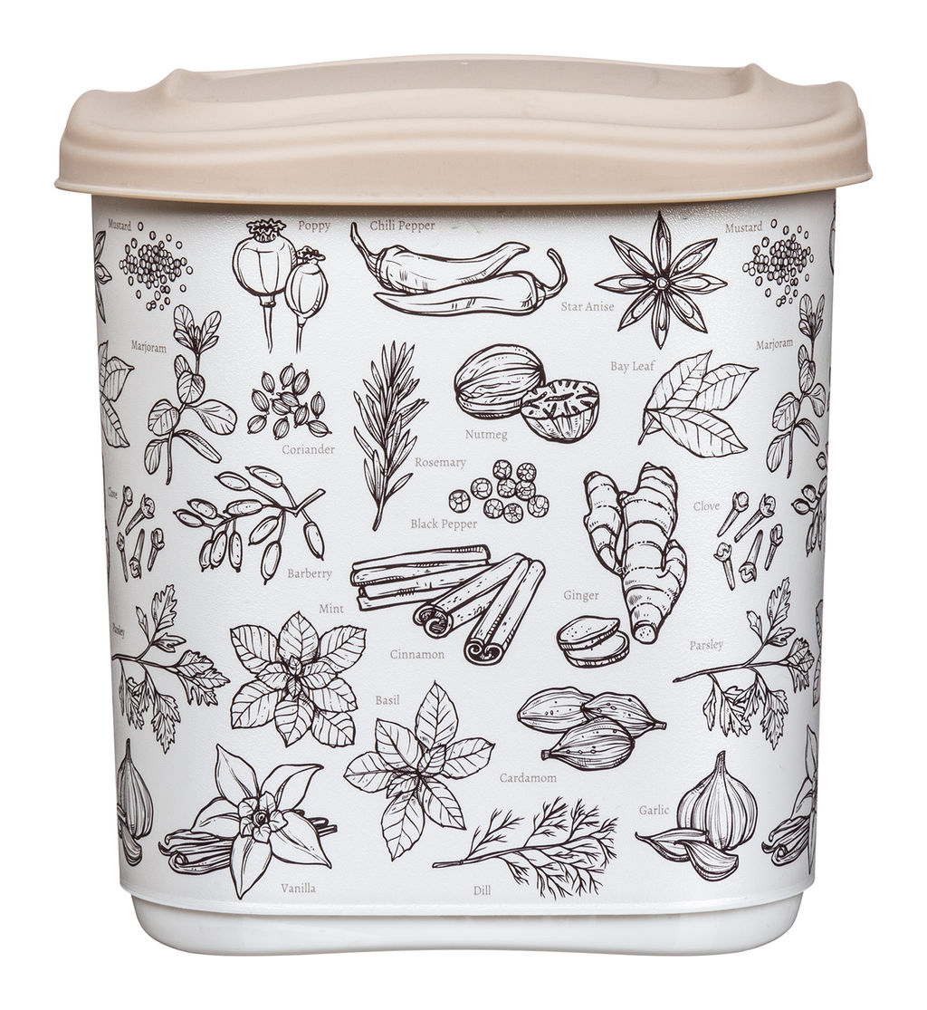 Емкость для сыпучих продуктов 1,8л с декором (бежевый) 221155827/01,,