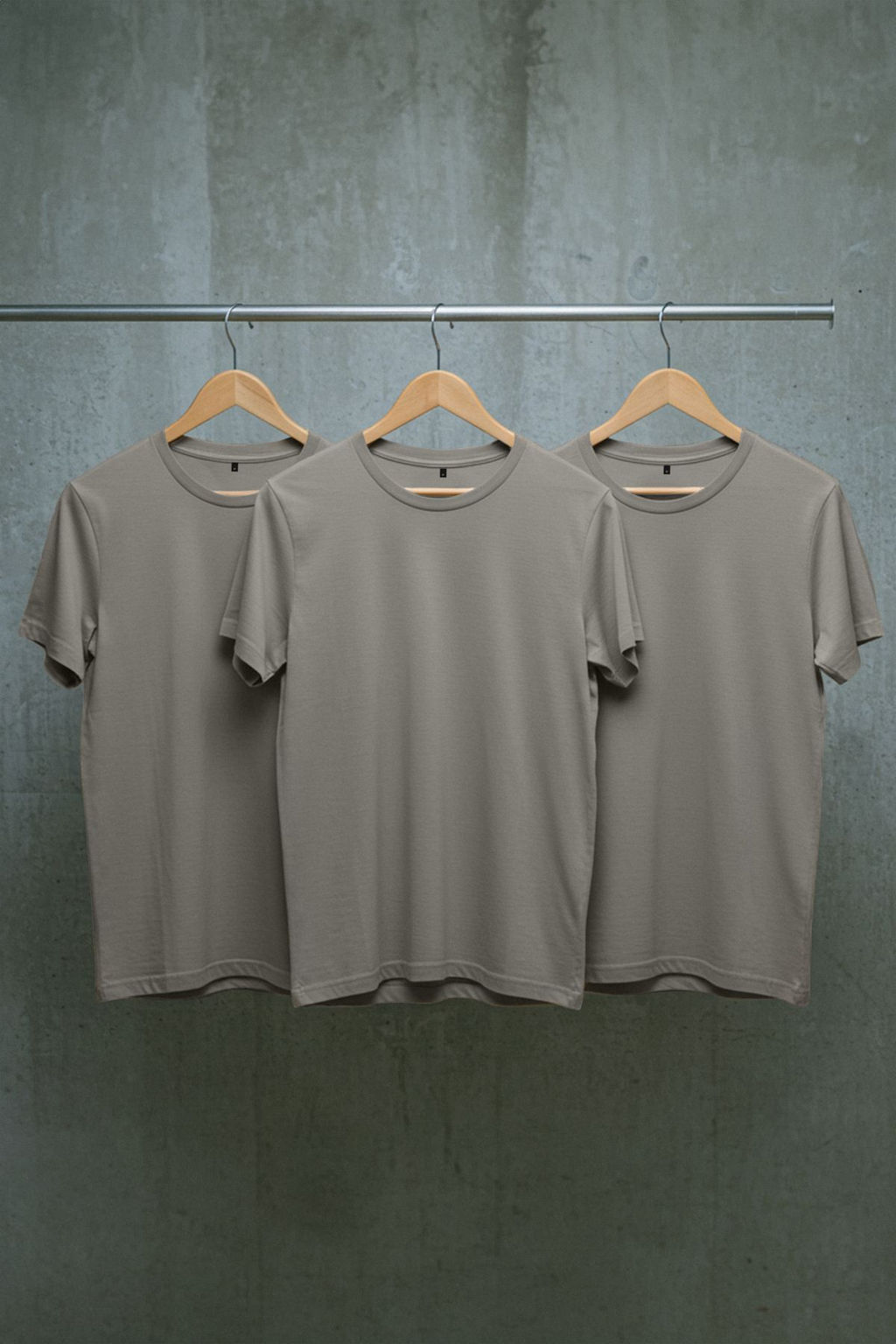 Gri 3lu Paket Slim/Dar Kesim Bisiklet Yaka Basic %100 Pamuk Tok Kumas T-shirt TMNSS19BO0007