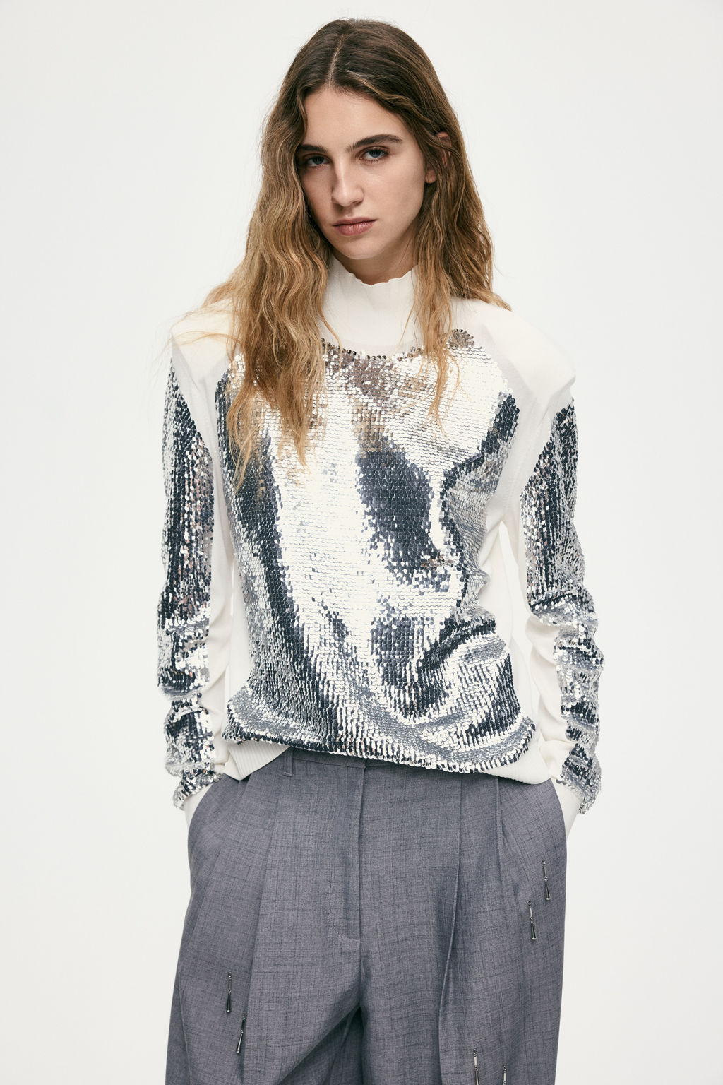 Top de lentejuelas con hombreras - H&m фото 6