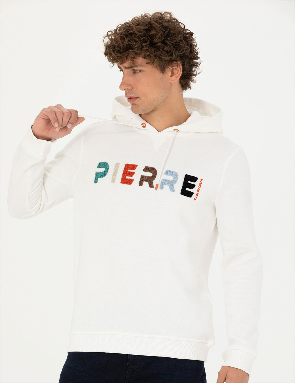 Beyaz Regular Fit Kap__onlu Sweatshirt - Pierre cardin фото 3