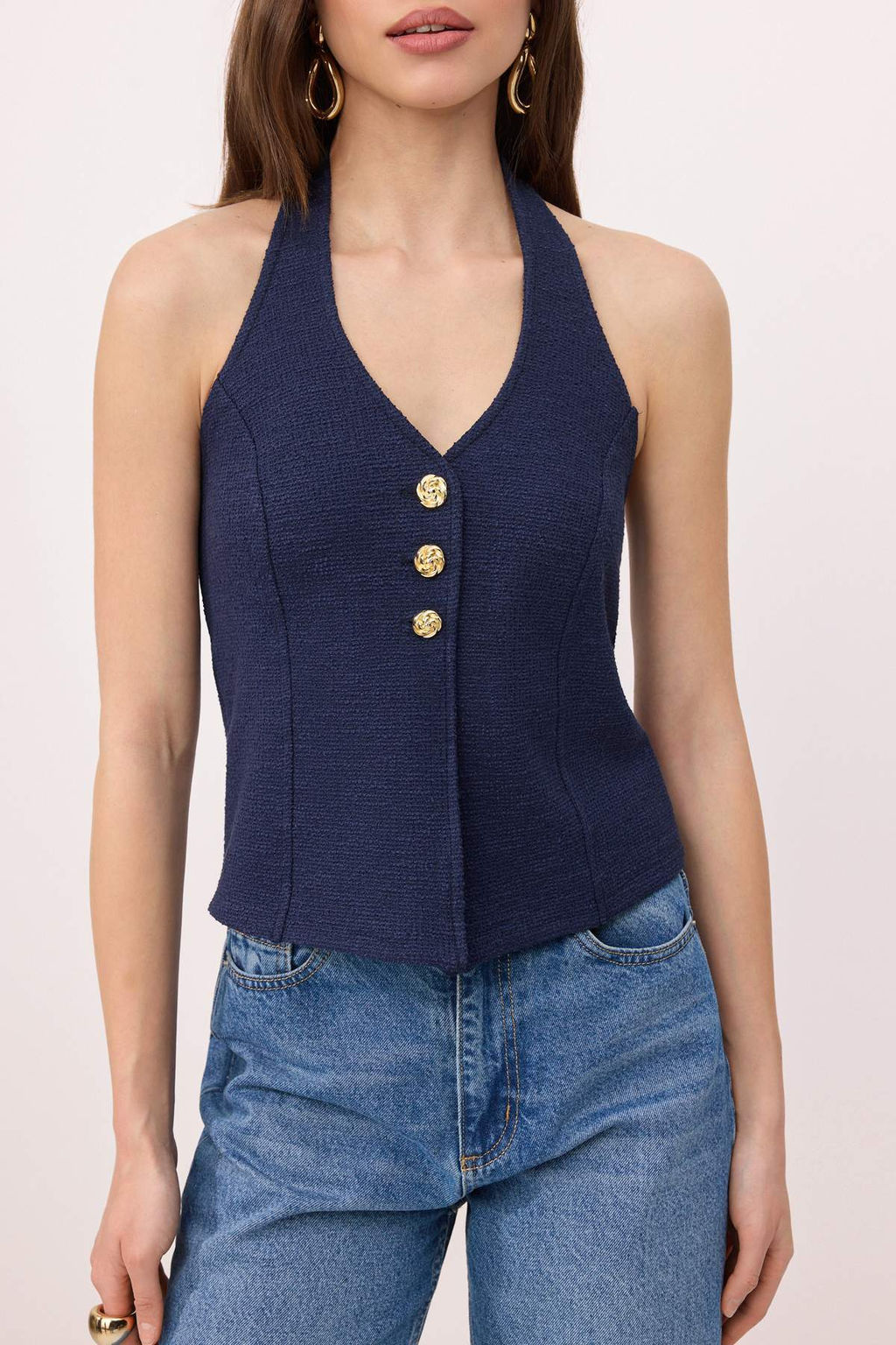 TRENDYOLMILLA Ekru Slim Tuvit Kumas Cicek Dugme Aksesuarl? Crop Orme Yelek TWOSS25YE00081  фото 14