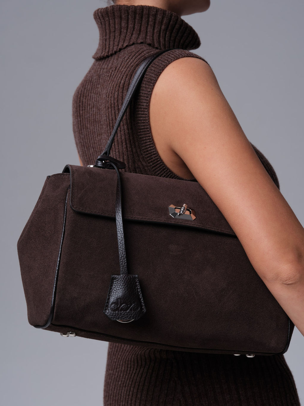 Замшевая сумка Nadi DBR 31356 темно-коричневый  фото 2