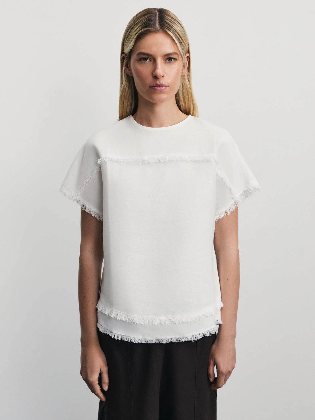 Блузка из вискозы и льна с бахромой / Zarina  фото 3