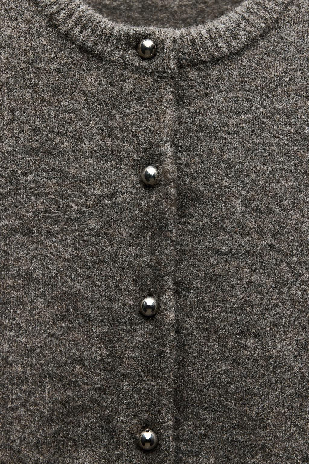 KNIT CARDIGAN WITH METAL BALL BUTTONS - Zara фото 8