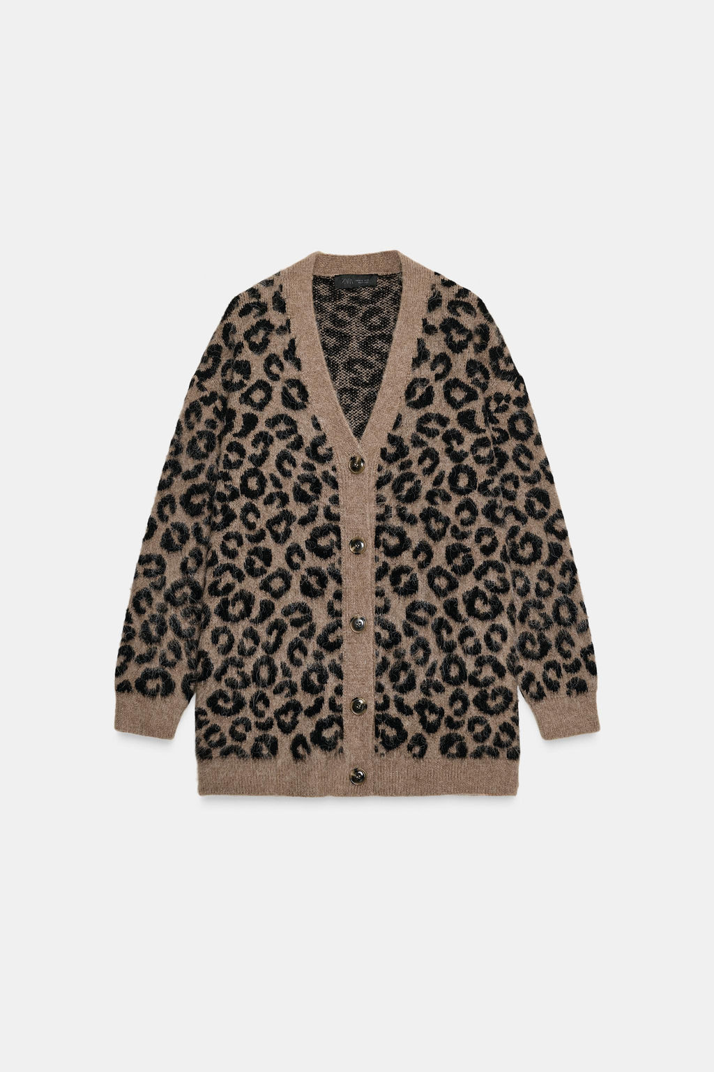 OVERSIZED ANIMAL JACQUARD KNIT CARDIGAN - Zara фото 5