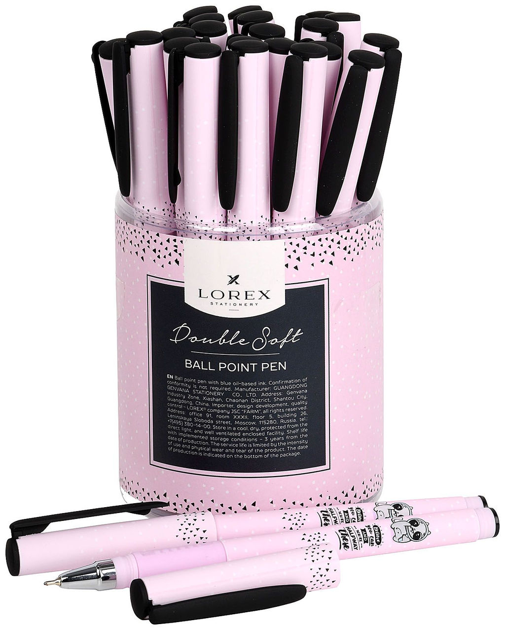Ручка шариковая на масляной основе LOREX ILLEGALLY CUTE Double Soft синяя 0,7 мм, розово-ч...