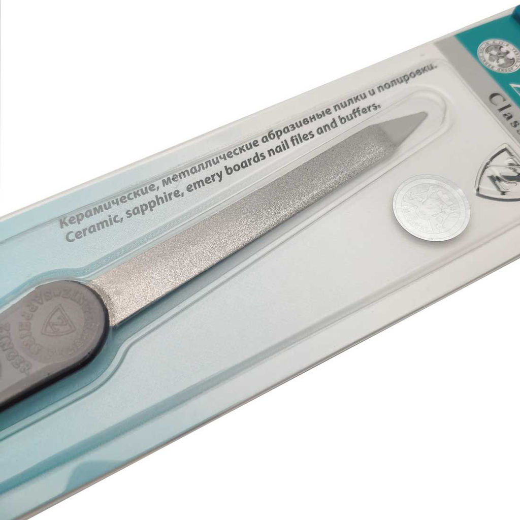 Zinger Пилка для ногтей металлическая с алмазным напылением вогнутая / Classic F-7H, черный фото 2