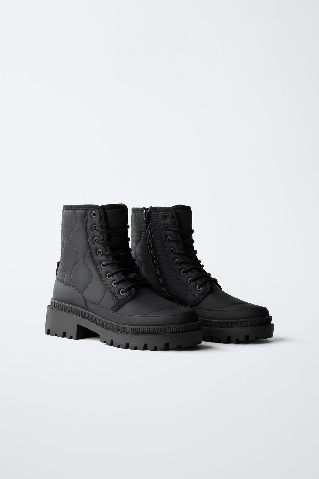 QUILTED LACE-UP ANKLE BOOTS - Zara фото 2