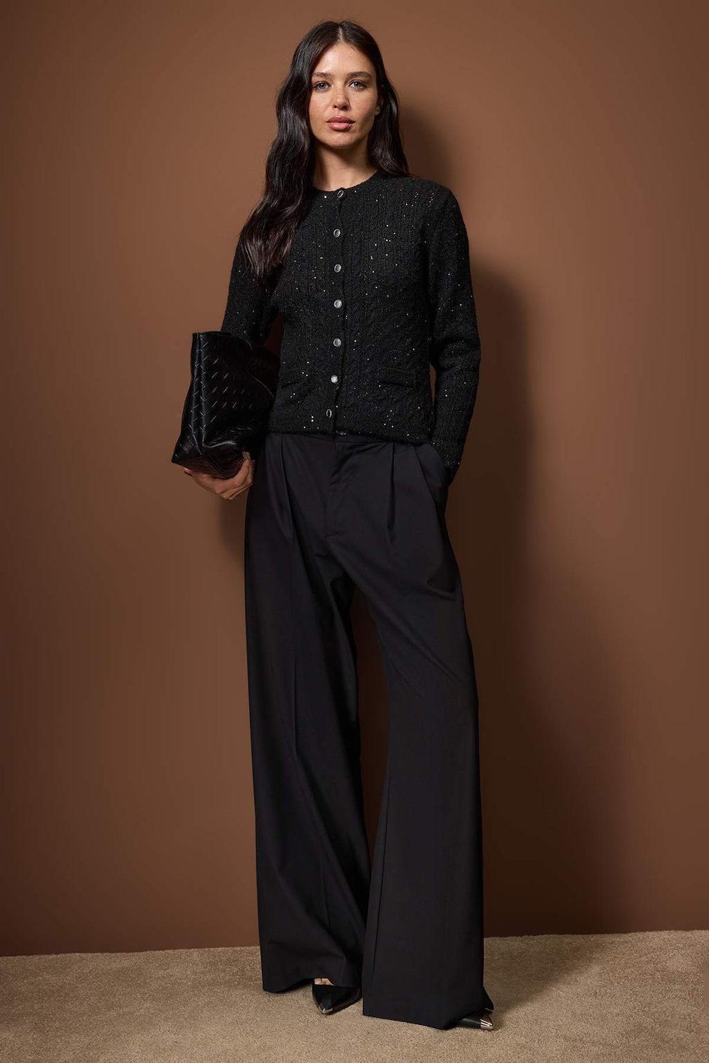 Siyah Pul Payet Islemeli Sac Orgu Triko H?rka TWOAW26HI00303 - Trendyolmilla фото 2