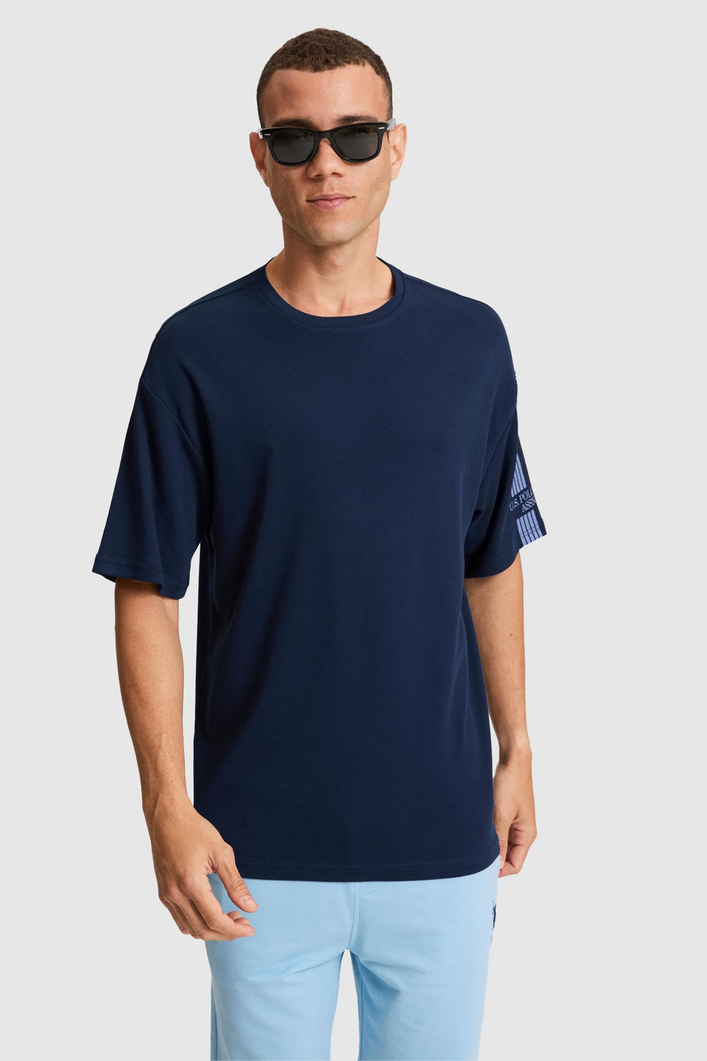 Erkek Lacivert Comfort Fit Bisiklet Yaka Ti__rt