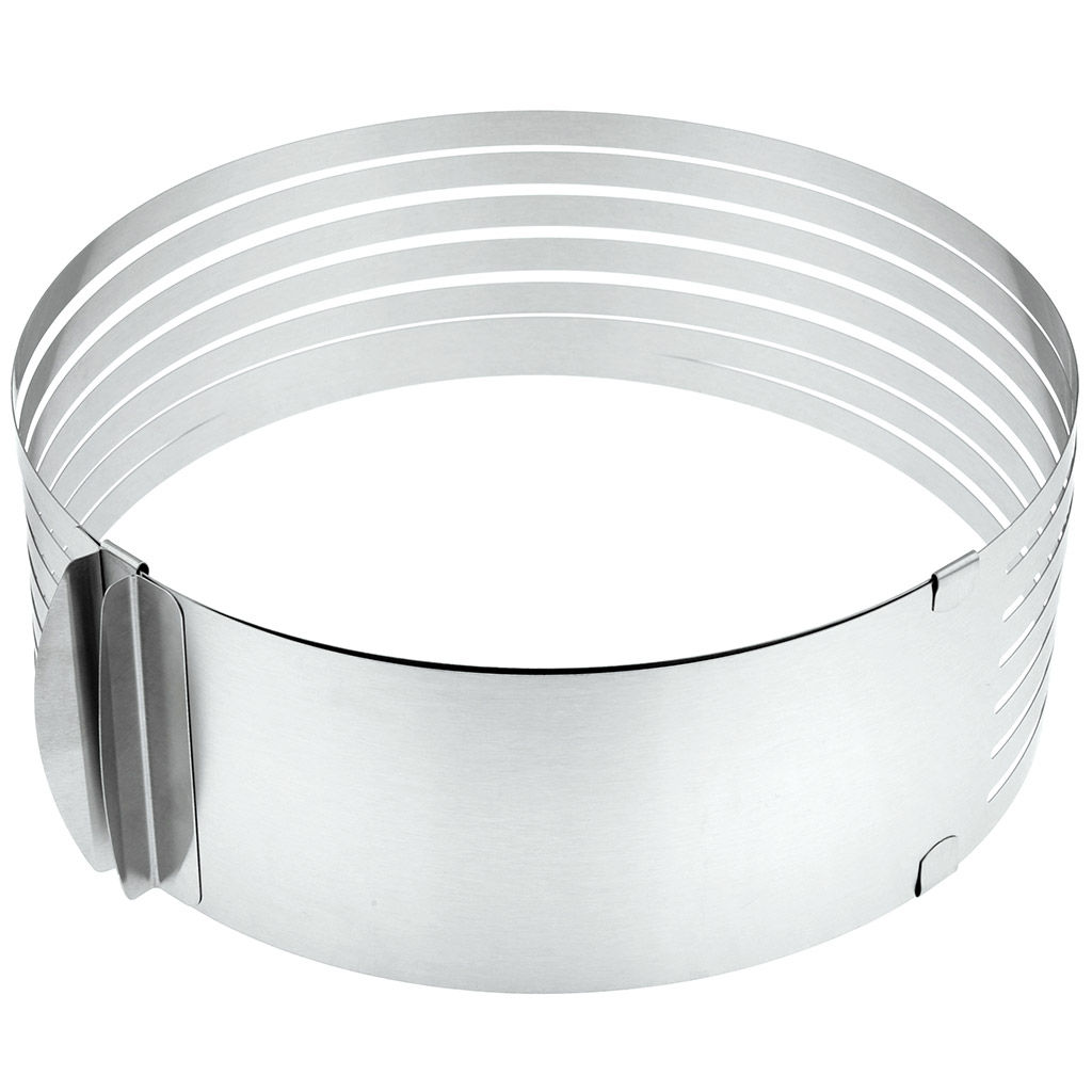 Форма кондитерская из нержавеющей стали для нарезания коржей, раздвижная, д24-30см h8,5см, цветная коробка (Китай) - Домашняя мода фото 2