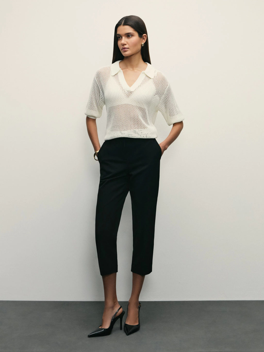 Вязаный джемпер-поло / Zarina  фото 2