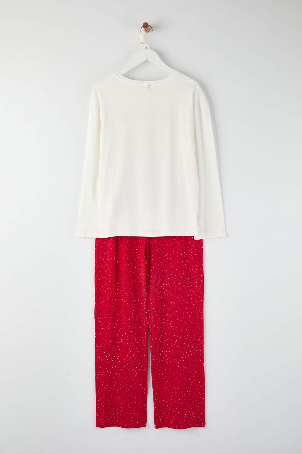 Beyaz %100 Pamuklu Kurdele/Fiyonklu ve Puantiyeli Orme Pijama Tak?m? THMAW26PT00053 - Trendyolmilla фото 6