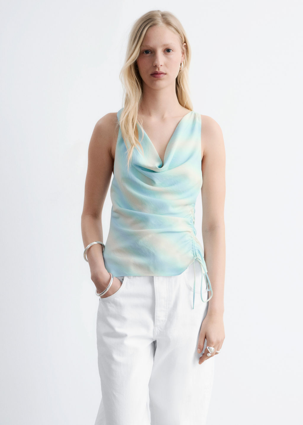 Top con cuello chal y cord?n de ajuste - H&m фото 4