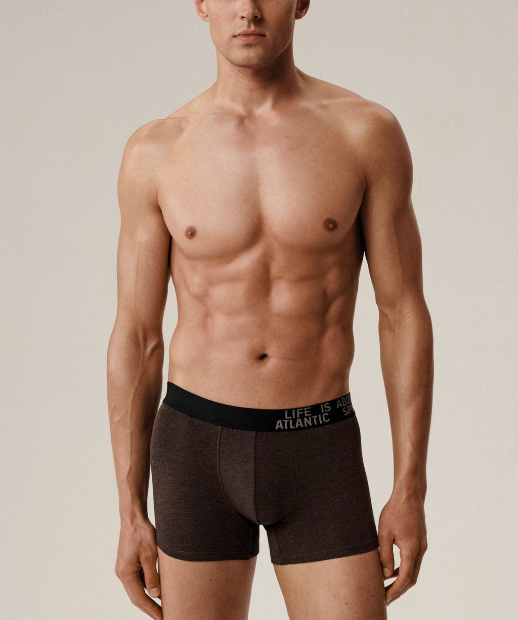 ATLANTIC 3MH-226 Трусы шорты Melange - набор 3 шт. темно-серый меланж + медно-багряный меланж + коричневый меланж фото 2