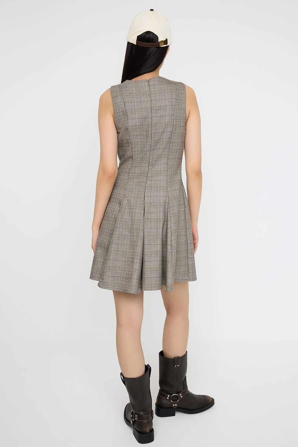 Teen Gri Ekose / Kareli K?sa / Mini Dokuma Elbise TWOAW26EL00119