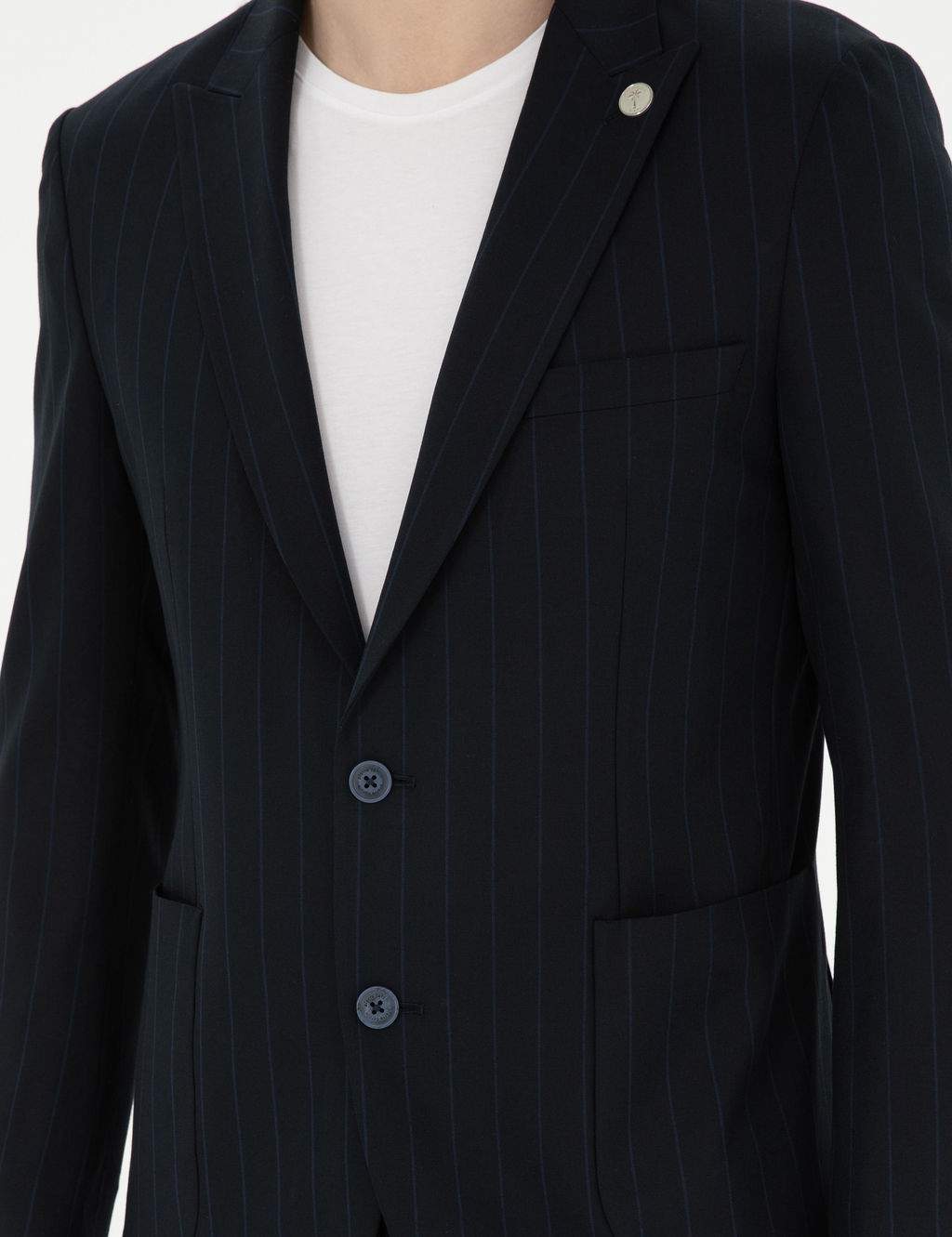 Lacivert Ex. Slim Fit _izgili Tak_m Elbise