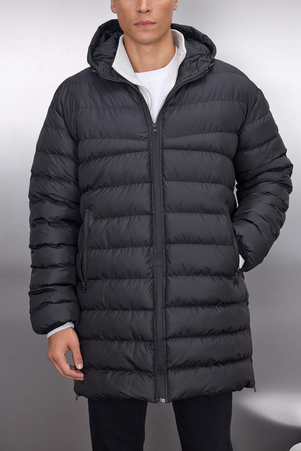TRENDYOL MAN Siyah Regular Fit Yan? Fermuarl? Ruzgara Dayan?kl? K?sl?k Mont TMNAW23MO00064 - Trendyolmilla фото 3