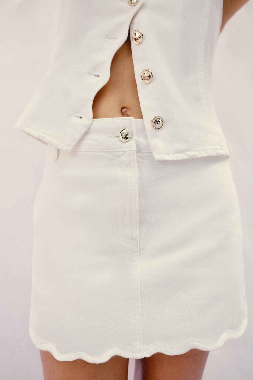 FALDA PANTAL?N Z1975 DENIM BAJO ONDULADO / Blanco - Zara фото 3