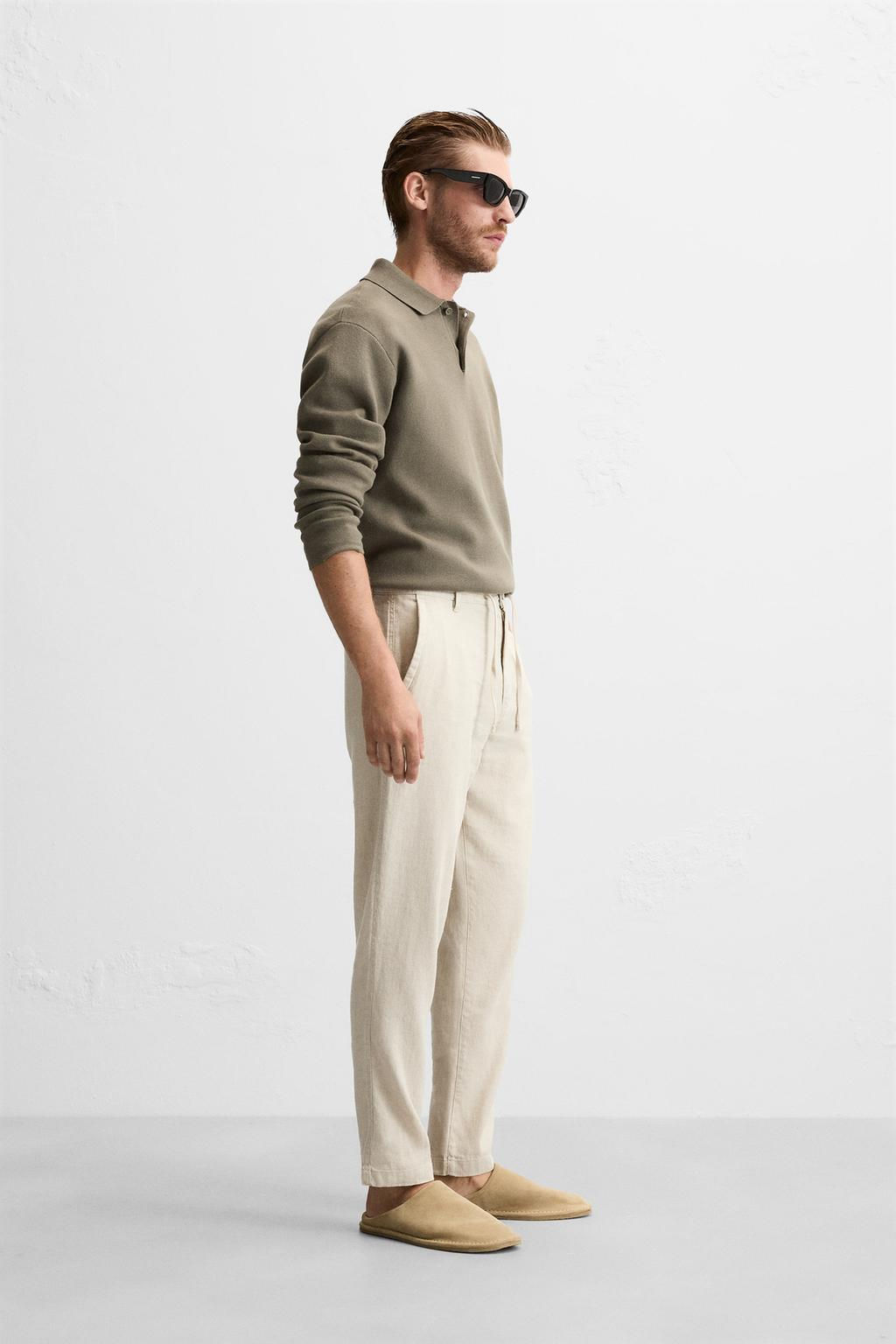 PAMUKLU KETEN PANTOLON - Zara фото 4