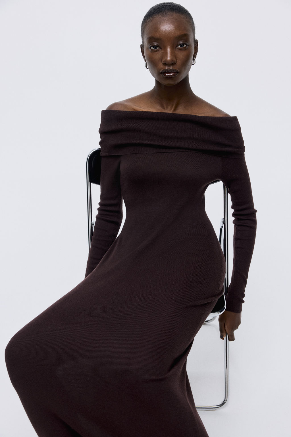 Vestido off-the-shoulder - H&m фото 5