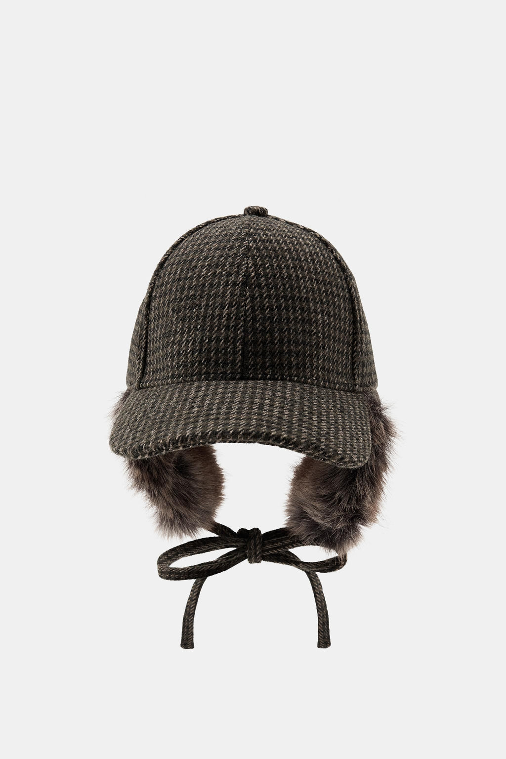 CHECK CAP WITH WOOL AND EAR MUFFS - Zara фото 5