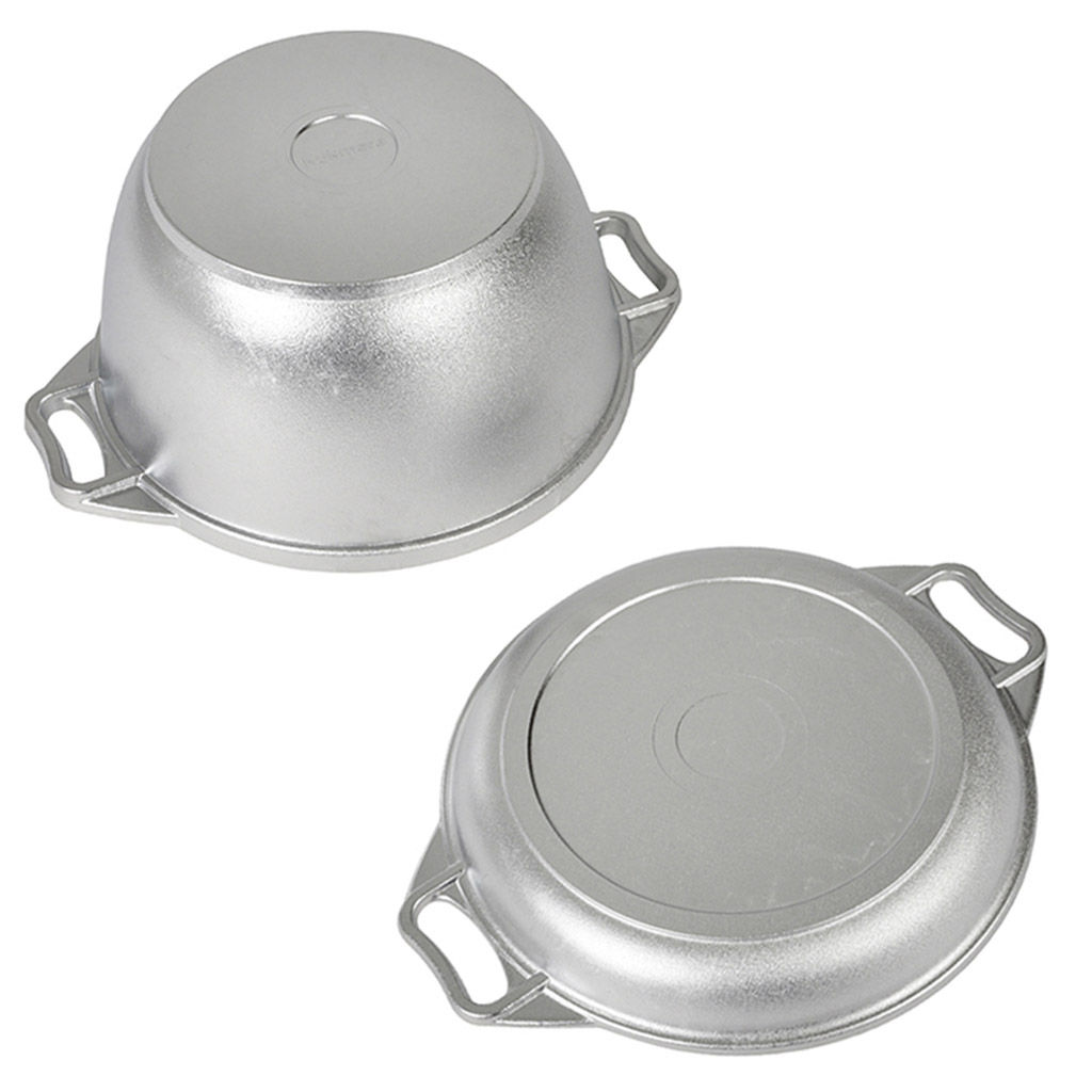 Традиция Казан алюминиевый 4л, д24см, h14см, s0,45см, дно д17см, s0,6см, литой, металлическая жаропрочная крышка-сковорода h4см (Россия) - Домашняя мода фото 3