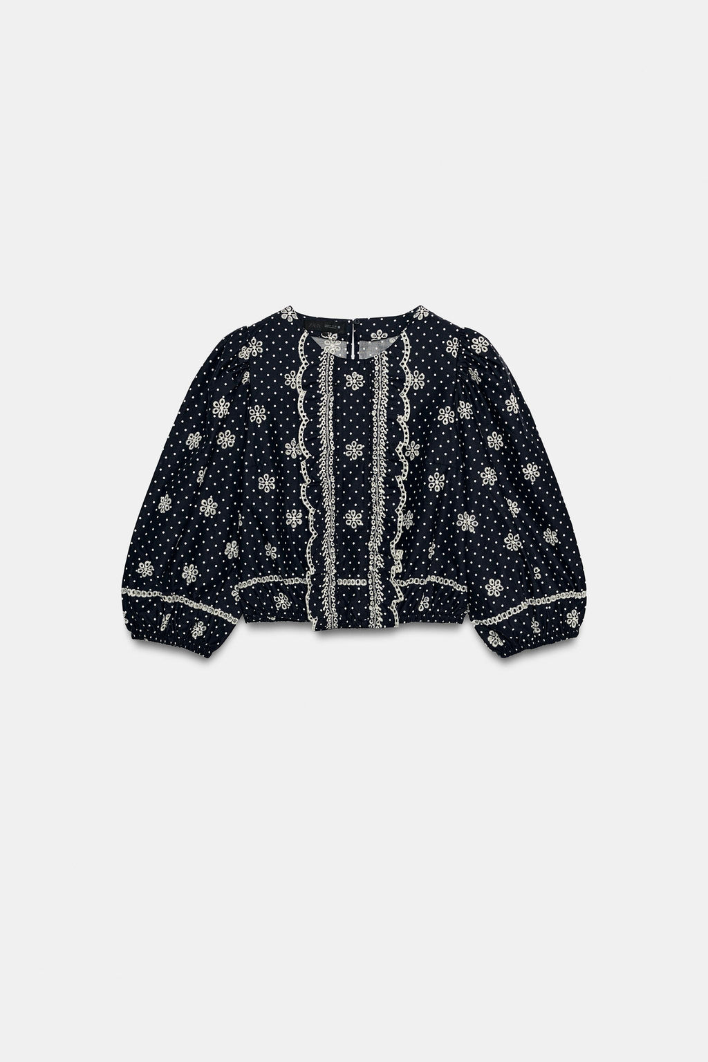 BLUSA LUNARES BORDADOS PERFORADOS / Marino - Zara фото 6