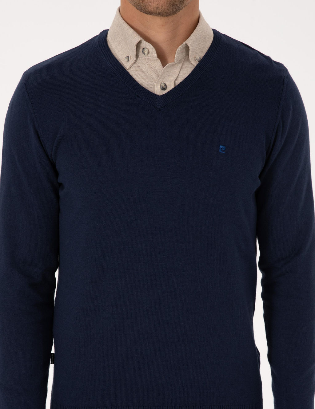 A__k Lacivert Slim Fit V Yaka Basic Triko Kazak - Pierre cardin фото 6